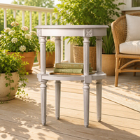 Table d'appoint en bois massif sculpté et rotin, style français vieilli, pour salon et chambre à coucher, mobilier personnalisé pour la maison, vente en gros