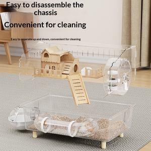 Villa de luxe pour <span class=keywords><strong>hamster</strong></span>, mesures anti-évasion et anti-morsure, <span class=keywords><strong>cage</strong></span> à <span class=keywords><strong>hamster</strong></span> grande, transparente, en acrylique et en bois - Product Image 5