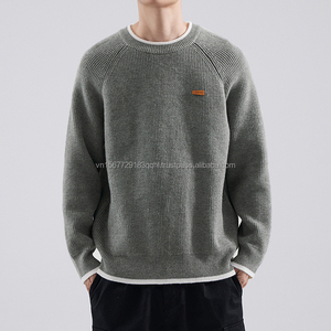 Pull Rétro Homme Automne Hiver Style Décontracté Chic Col Rond Décontracté pour Adolescent Sous-vêtement Tricoté - Product Image 1