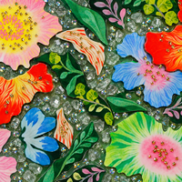 Peinture Murale Florale en Porcelaine 3D en Relief Effet Cristal, Style Botanique Vintage, Couleurs Intenses, Forme Carrée, Décoration de Salon et Maison - Meilleures Ventes