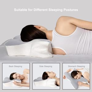 Oreiller cervical, oreillers ergonomiques en mousse à mémoire de forme pour dormir, oreiller de contour orthopédique, oreiller de lit doux et respirant - Product Image 3
