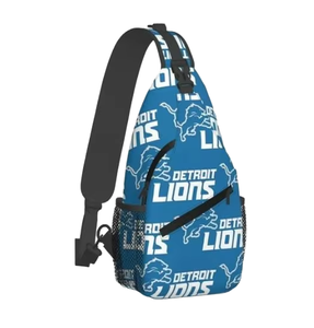 Custom 32 NFL Teams Detroit Lions Digital Printed Polyester Zipper Closure Chest Bag Backpack Cross Body Sling Travel Daypack