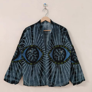 <b>Eye</b> Embroidery Suzani Tye Dye Jacket Velvet Suzani Evil <b>Eye</b> Jacket Winter Wear Jacket Kimono Robe With Hand Tie Dye jacket - Product Image 1