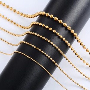 Collier en chaîne à billes en acier inoxydable couleur or, perles rondes, accessoires de bijoux pour pendentif - Product Image 3