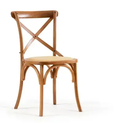 كرسي بيسترو يمكن تكديسة وتصميمه العتيق الريفي كرسي خشبي من الخيرزان كراسي عشاء للمطاعم