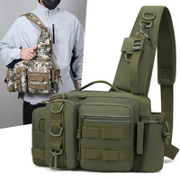 Sac banane multifonctionnel en tissu Oxford avec fermeture à cordon, sac de poitrine, sac pour canne à pêche, sac à dos de pêche grande capacité, tactique