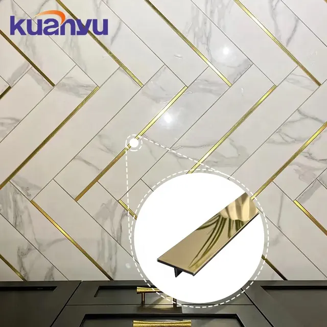 Tile Corner Gold Brushed Trims Decorative Stainless Steel Ceramic Strip