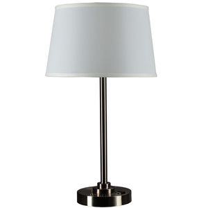Lámpara de Mesa de Diseño Moderno para Hotel con Cuerpo de Metal Niquelado y Base de Metal Plateado, Bombilla E26, Alimentación CA para Vestíbulos de Hotel y Habitaciones - Product Image 1