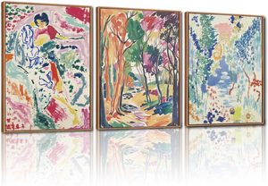 Ensemble d'art mural sur toile encadrée <span class=keywords><strong>Matisse</strong></span> Gallery, grande décoration murale d'exposition de musée, peinture murale abstraite <span class=keywords><strong>Matisse</strong></span> Garden - Product Image 3