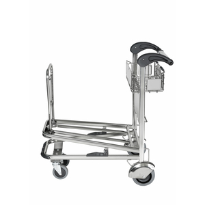Chariot d'aéroport pliable robuste avec siège passager, capacité 250 kg, cadre en acier inoxydable - Product Image 3