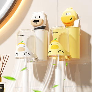 Support mural en plastique pour brosse à dents et dentifrice, avec ventouse, pour enfants, motif dessin animé, modèle Hy Little - Product Image 2