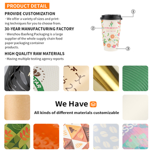 Biologisch afbreekbare dubbelwandige kraftpapieren recyclebare op maat bedrukte wegwerp koffiebeker, milieuvriendelijk voor warme dranken en afhaalgebruik - Product Image 5