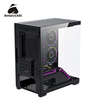 AntarcChill Black Mid Tower Panoramic Gaming Case Dual Chamber 240mm AIO MATX ITX USB 3.0 Factory