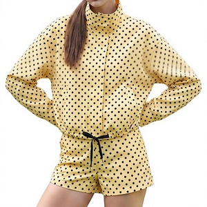 Conjunto de 2 Piezas para Mujer, Chaqueta y Pantalones Cortos con Estampado de Lunares, Chaqueta Corta con Cierre - Product Image 3