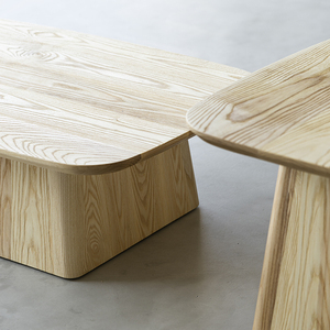 Mesa de Centro de Madera Maciza Estilo Wabi-Sabi con Acabado de Cera Blanca, Diseño Creativo para Muebles de Sala de Estar y Uso en Casas de Huéspedes - Product Image 4