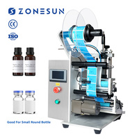 Machine d'étiquetage semi-automatique de bureau ZONESUN ZS-TB100S2 pour flacons et bouteilles rondes, double face