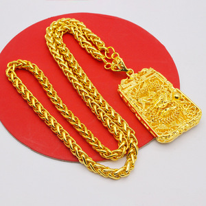 PFT Venta al por mayor de moda unisex, cadena de serpiente de aleación chapada en oro, colgante grande de dragón cuadrado con llama, marca Guanyin Maitreya - Product Image 2