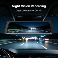 Caméra de tableau de bord avec écran tactile IPS 9,66 pouces, enregistrement en time-lapse, objectif miroir, enregistrement audio, WiFi, caméra de rétroviseur, dashcam pour voiture DVR