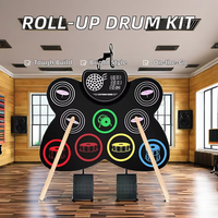 Bass Cymba Instrument de musique Kit de batterie enroulable en silicone Pad de batterie électronique avec haut-parleur Interface USB