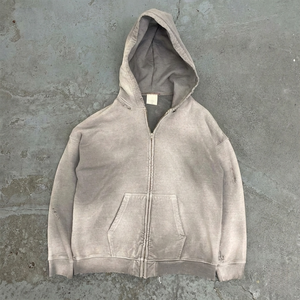 Custom Heavyweight 460 Gsm Blank <b>Vintage</b> Washed Distressed Hoodies Print Embroidery Men's Acid Wash <b>Zip</b> <b>up</b> <b>Hoodie</b> For Men - Product Image 3