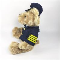 Boneka Beruang Teddy Pilot Custom, Boneka Kapten Pesawat Lucu, Hadiah Mainan Hewan Terbaik untuk Anak-Anak, Isian Kapas PP, Boneka Beruang Plush