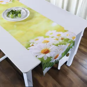 Spring Summer Floral Linen Table Runner Long Digital Printed Cloth for Home Decor BSCI Audited Made China Home Textile Supplier
