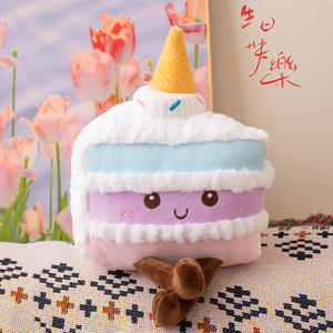 Cuscino di peluche per torta di compleanno Cuscino per torta con sorriso carino animali di pezza divertente morbido cibo peluche fragola - Product Image 6
