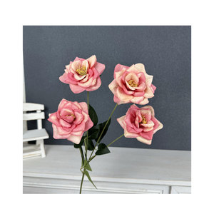 Bouquet de roses artificielles Jinxi à 4 têtes, fleurs en soie pour décoration de mariage, style rétro fait main, arrangement pour allée centrale - Product Image 5