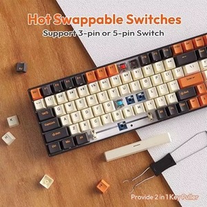 Nouveau clavier mécanique sans fil <span class=keywords><strong>RK100</strong></span>, rétroéclairage <span class=keywords><strong>RGB</strong></span>, Bluetooth 5.1/2.4G/filaire, 110 touches, taille standard, clavier de jeu à commutation à chaud, clavier multimédia - Product Image 3