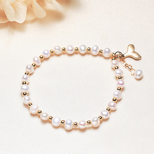 Pulseras de Perlas de Agua Dulce Barrocas al por Mayor, Chapado en Oro Real sobre Cobre, Forma Irregular, Sensación de Alta Gama, Brazalete de Perlas de Agua Dulce - Product Image 1