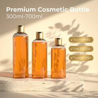 Botella de PET de 300ml-700ml para Cosméticos, con Tapa Dorada Abatible, Impresión UV, Envase de Lujo para Suero, Champú y Cuidado de la Piel