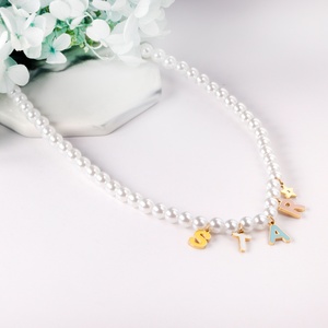 Collar con Colgante de Acero Inoxidable Plateado, Diseño 2022, Cadena de Perlas, Estrella, Diamantes Coloridos, Joyería Linda y Popular - Product Image 1