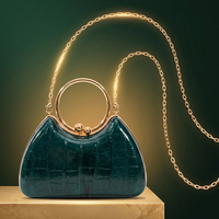 Nouveau Sac à Bandoulière Design Croco Brillant pour Soirée, Sac de Banquet Tendance, Pochette de Mariage avec Chaîne