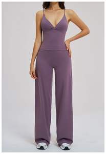 Pantalones Anchos Extra Largos con Cintura Cruzada, Diseño Nuevo OEN/ODM, para Mujer, Entrenamiento, Running, Pilates, Elásticos en Cuatro Direcciones - Product Image 5