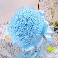 Pas cher prix rose artificielle fleur de mariée demoiselle d'honneur bouquet ruban fait main de mariage mousse fleur bouquet