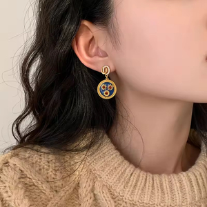 Pendientes de Aro de Moda con Diseño Retro Francés, Estilo Marino, Concha, Perla y Flor, Joyería para Mujer, Venta al por Mayor - Product Image 1