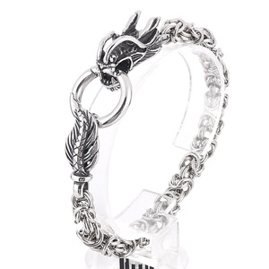 Nouveau bracelet gothique pour homme, serpent, tête de <span class=keywords><strong>lion</strong></span>, crâne, bracelets en acier inoxydable, design de créateur, sans ternissement, étanche, bijoux ALN25121163 - Product Image 5