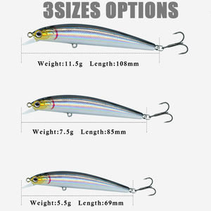Pesca subacquea personalizzata 1 pezzo ABS 108mm 11.5g che affondano esche artificiali pesca esca Minnow per trespolo - Product Image 6