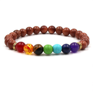 Yumfeel — <span class=keywords><strong>Bracelet</strong></span> en perles multicolores naturelles, en pierre volcanique noire, diffuseur des <span class=keywords><strong>7</strong></span> <span class=keywords><strong>chakras</strong></span>, vente en gros - Product Image 2