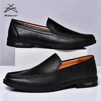 Mens China Factory Action Chaussures de marche supérieures en cuir pour hommes Mocassins plats souples décontractés à enfiler en caoutchouc pour la conduite