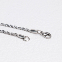 Chris april 316L acier inoxydable PVD argent plaqué corde chaîne collier