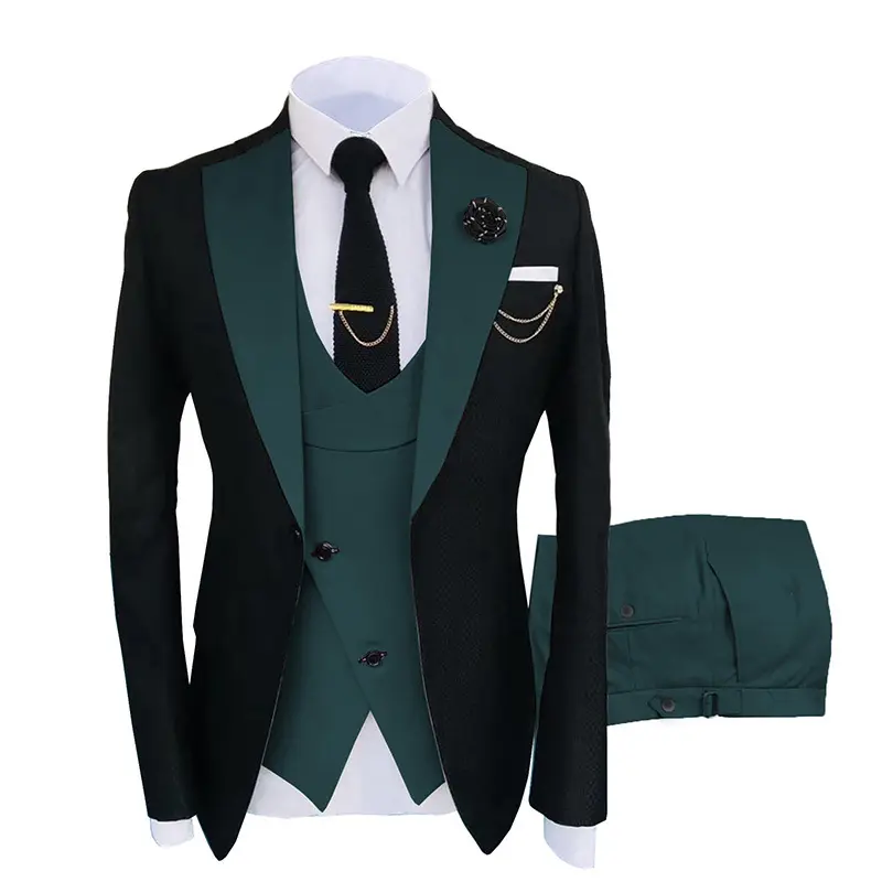 2022 Slim Fit Tuksedo Bisnis Pernikahan Pria Formal 3 Pieces Blazer Desain untuk Set Pakaian Pria