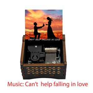 Manivela de madera Wind up Music Box <span class=keywords><strong>Singer</strong></span> Fans Friends Family Festival Regalos de Navidad (no puedo evitar enamorarme) - Product Image 5