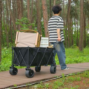 Chariot pliable robuste à roues tout-terrain, en tissu Oxford, avec barre de traction télescopique, chariot de camping portable, directement de l'usine - Product Image 2