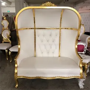 European Modern Style Banquet Wedding Furniture Hotel Luxury Crown Royal Princess High Back Gold Silver Throne Thrown Chairs