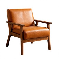 Fauteuil lounge moderne en cuir capitonné avec structure en bois massif, fauteuil rembourré pour salon, mobilier d'appoint, vente en gros, style personnalisé OEM