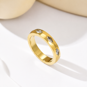Zircon Band <b>Ring</b> <b>Stainless</b> <b>steel</b> 14K gold vacuum plating - Product Image 1