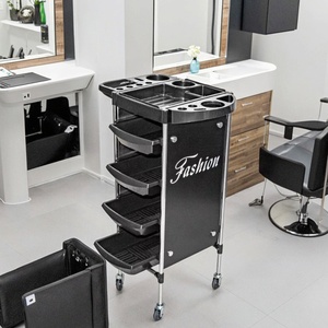 Beauty Spa Hairdresser Black 4 Tier Rolling Storage Barber Hair Salon <strong>Trolley</strong> - Product Image 2