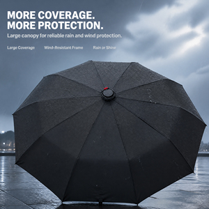 Parapluie pliant entièrement automatique personnalisé pour adultes avec pochette imperméable dissimulée, conception anti-goutte pour le voyage, rétraction contrôlée - Product Image 4