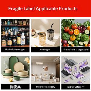 Etiqueta Rectangular de Papel Recubierto, Personalizable en Tamaño y Color, Impresa, Frágil, Adhesivo No Secante, No Presionar, en Inglés - Product Image 5